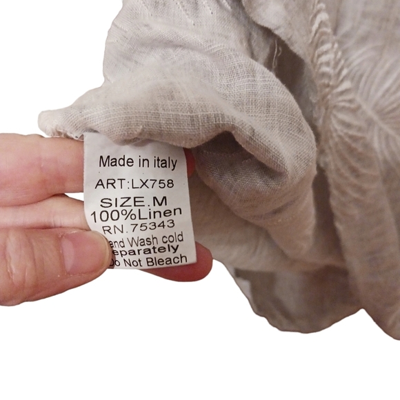 Lungo L'Arno Italy 100% Linen Dress Ladies Med Gray Embroidered Lagenlook LAGOM - Picture 3 of 5